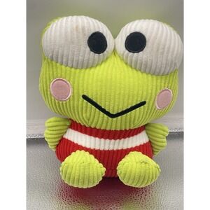 Sanrio KEROPPI Corduroy Plush Red White Stripe 8" Bag1‎